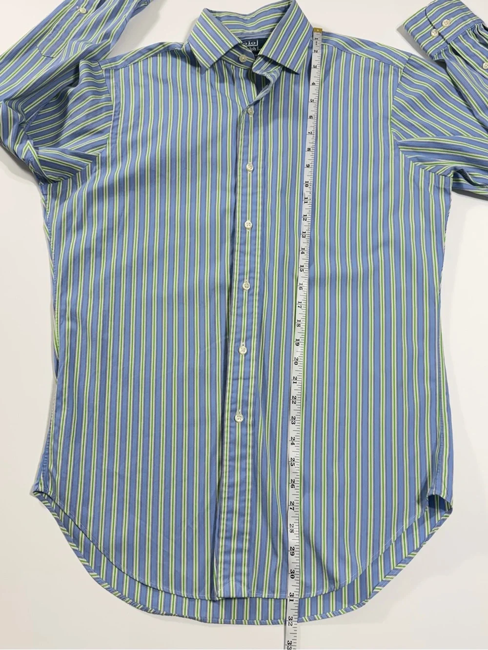 Polo Ralph Lauren Regent Blue Green white Striped Shirt 15